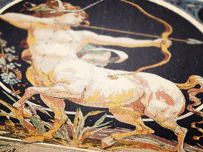 Art Nouveau Zodiac Sagittarius Woven Fringe Blanket