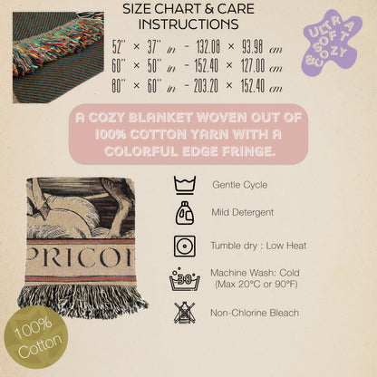 Art Nouveau Zodiac Capricorn Woven Fringe Blanket