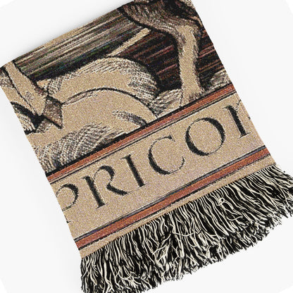 Art Nouveau Zodiac Capricorn Woven Fringe Blanket