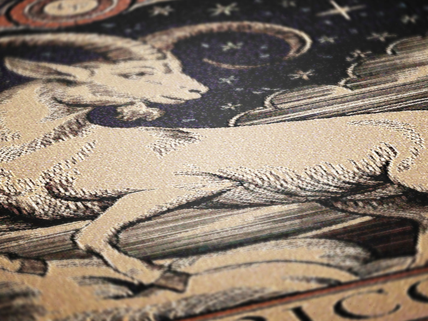Art Nouveau Zodiac Capricorn Woven Fringe Blanket
