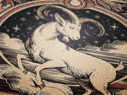 Art Nouveau Zodiac Capricorn Woven Fringe Blanket