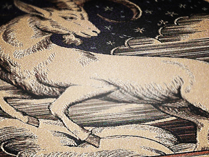 Art Nouveau Zodiac Capricorn Woven Fringe Blanket