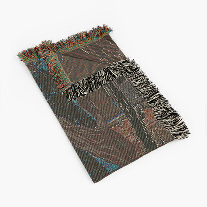 Art Nouveau Zodiac Aquarius Woven Fringe Blanket