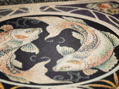 Art Nouveau Zodiac Pisces Woven Fringe Blanket