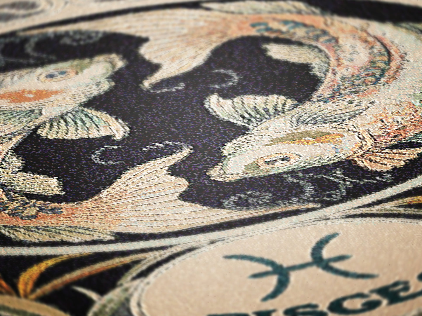 Art Nouveau Zodiac Pisces Woven Fringe Blanket