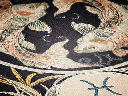 Art Nouveau Zodiac Pisces Woven Fringe Blanket
