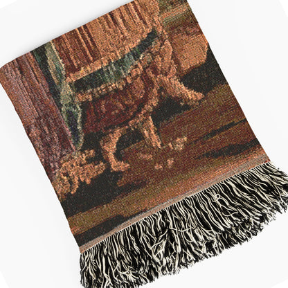 Renaissance Medieval UFO Abduction Woven Blanket, Alien Tapestry Throw, Surreal Art Home Decor, Sci-Fi Classical Painting