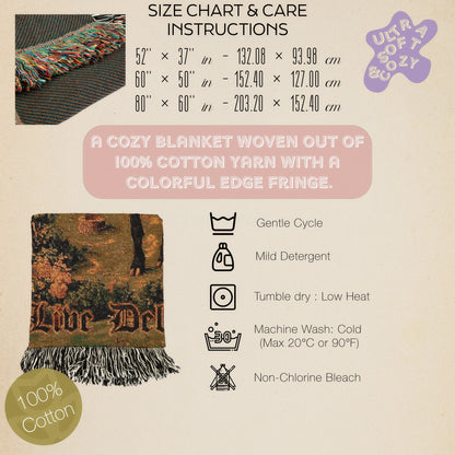 Live Deliciously Black Phillip - Satanic Goat Woven Throw Blanket - Wiccan Woven Tapestry - Witchy Gothic Home Jacquard Throw Tapestry