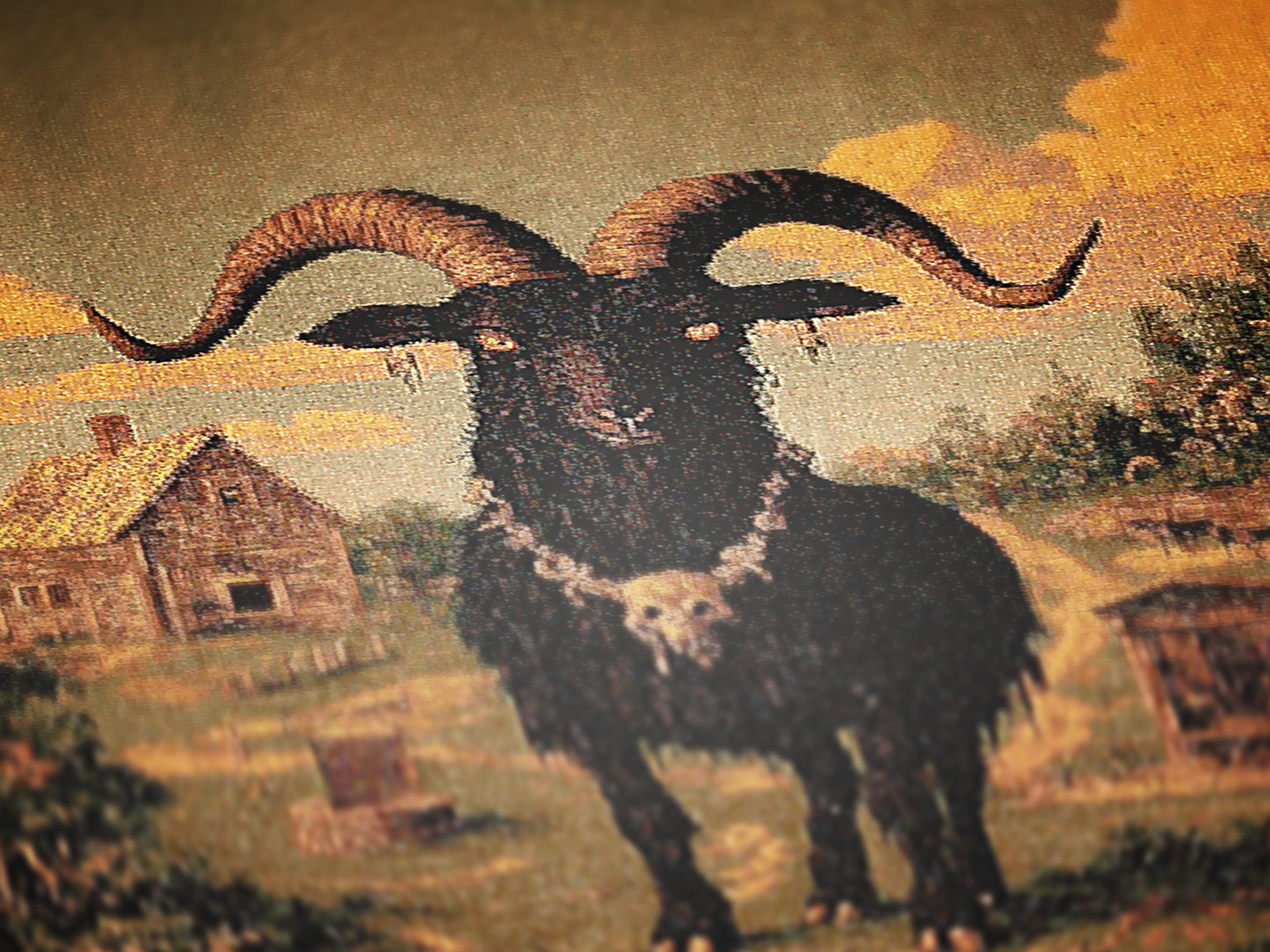Live Deliciously Black Phillip - Satanic Goat Woven Throw Blanket - Wiccan Woven Tapestry - Witchy Gothic Home Jacquard Throw Tapestry