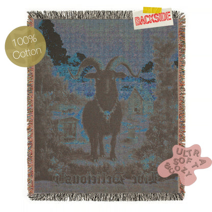 Live Deliciously Black Phillip - Satanic Goat Woven Throw Blanket - Wiccan Woven Tapestry - Witchy Gothic Home Jacquard Throw Tapestry