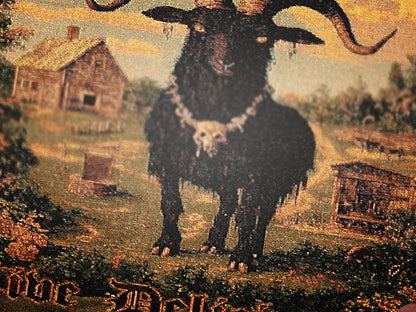 Live Deliciously Black Phillip - Satanic Goat Woven Throw Blanket - Wiccan Woven Tapestry - Witchy Gothic Home Jacquard Throw Tapestry