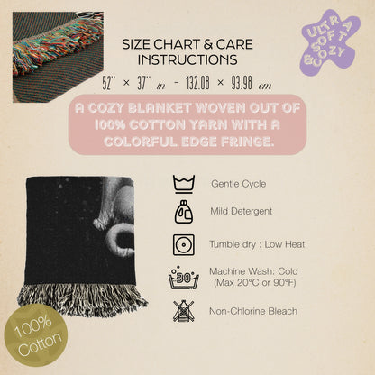 Mystical Cat Woven Blanket, Cozy Woven Throw for Cat Lovers, Celestial Whimsigoth Decor, Gift for Pet Owners, Home Warmth, Celestial Gifts