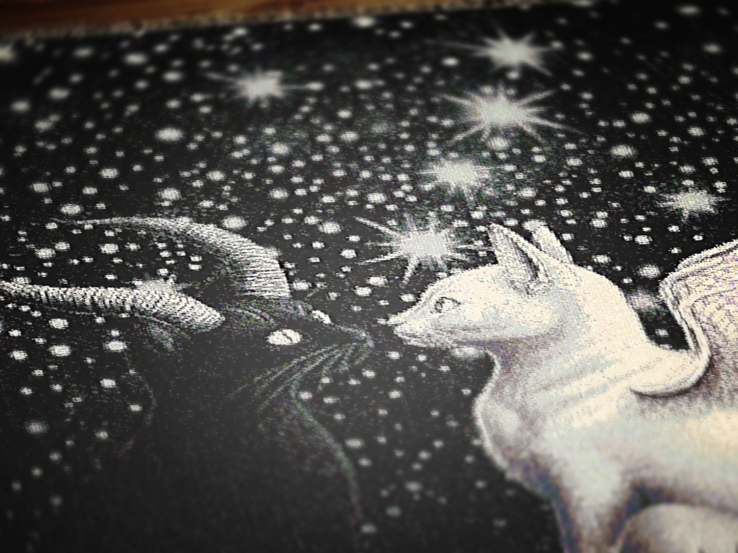 Mystical Cat Woven Blanket, Cozy Woven Throw for Cat Lovers, Celestial Whimsigoth Decor, Gift for Pet Owners, Home Warmth, Celestial Gifts