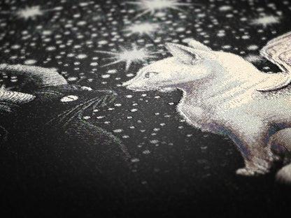 Mystical Cat Woven Blanket, Cozy Woven Throw for Cat Lovers, Celestial Whimsigoth Decor, Gift for Pet Owners, Home Warmth, Celestial Gifts