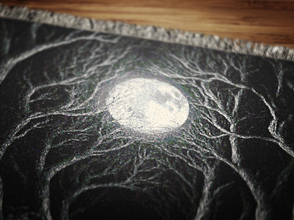 Moonlit Forest Woven Blanket - Cozy Throw for Home Decor, Gift for Nature Lovers, Perfect for Camping, Cozy Nights, and Housewarming