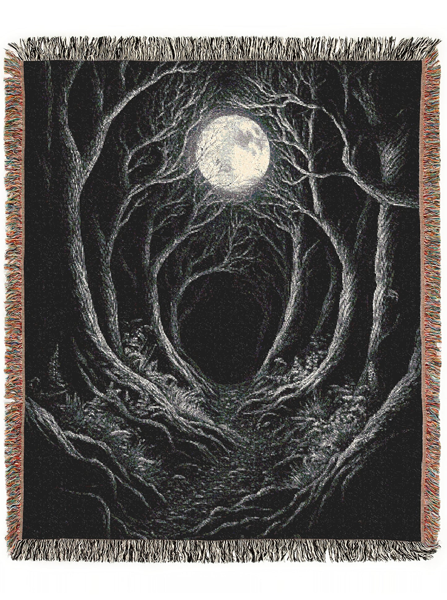 Moonlit Forest Woven Blanket - Cozy Throw for Home Decor, Gift for Nature Lovers, Perfect for Camping, Cozy Nights, and Housewarming