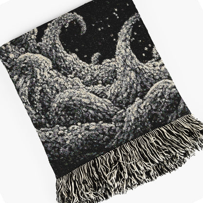 Cthulhu Tentacles In Space Woven Blanket, Cozy Throw for Stargazers, Whimsigoth Decor And Gifts, Astronomy Lovers
