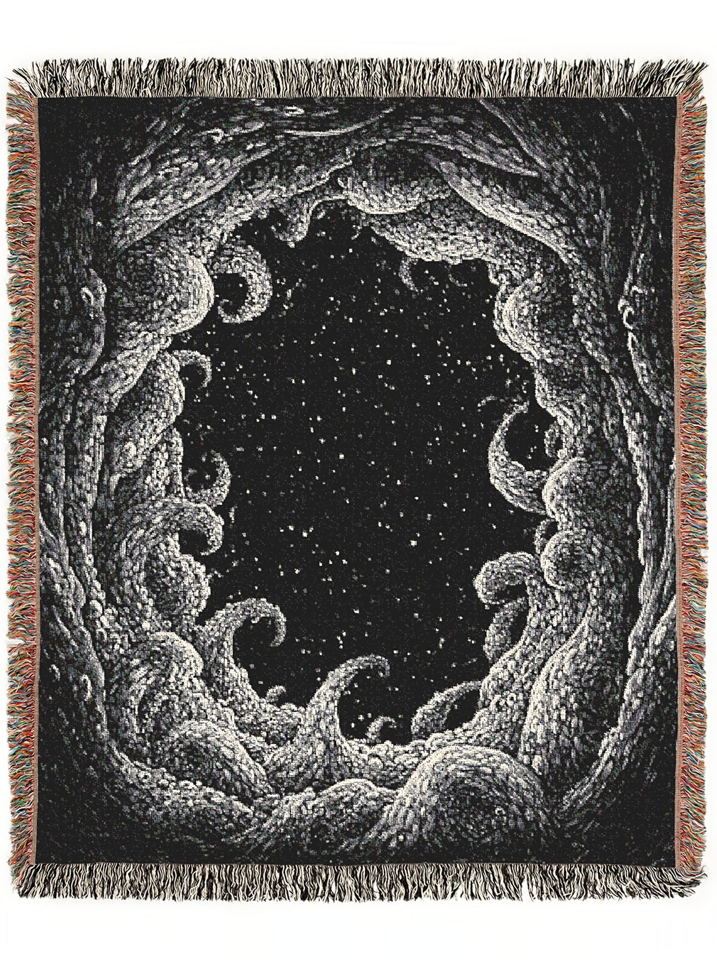Cthulhu Tentacles In Space Woven Blanket, Cozy Throw for Stargazers, Whimsigoth Decor And Gifts, Astronomy Lovers