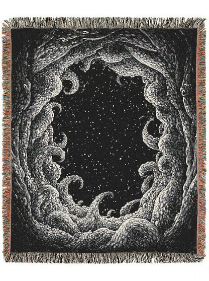 Cthulhu Tentacles In Space Woven Blanket, Cozy Throw for Stargazers, Whimsigoth Decor And Gifts, Astronomy Lovers
