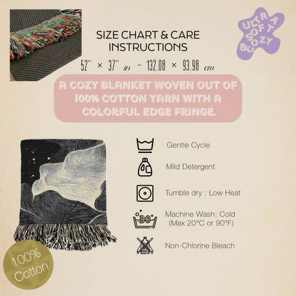 Cosmic Waves Woven Blanket, Celestial Whimsigoth Decor for Home, Space Lover Gift, Astronomy Starry Night Blanket, Dreamy Bedroom Accent