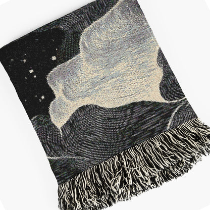 Cosmic Waves Woven Blanket, Celestial Whimsigoth Decor for Home, Space Lover Gift, Astronomy Starry Night Blanket, Dreamy Bedroom Accent