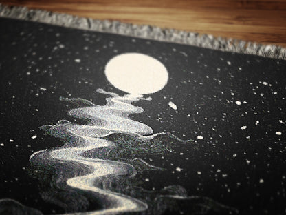 Cosmic Waves Woven Blanket, Celestial Whimsigoth Decor for Home, Space Lover Gift, Astronomy Starry Night Blanket, Dreamy Bedroom Accent