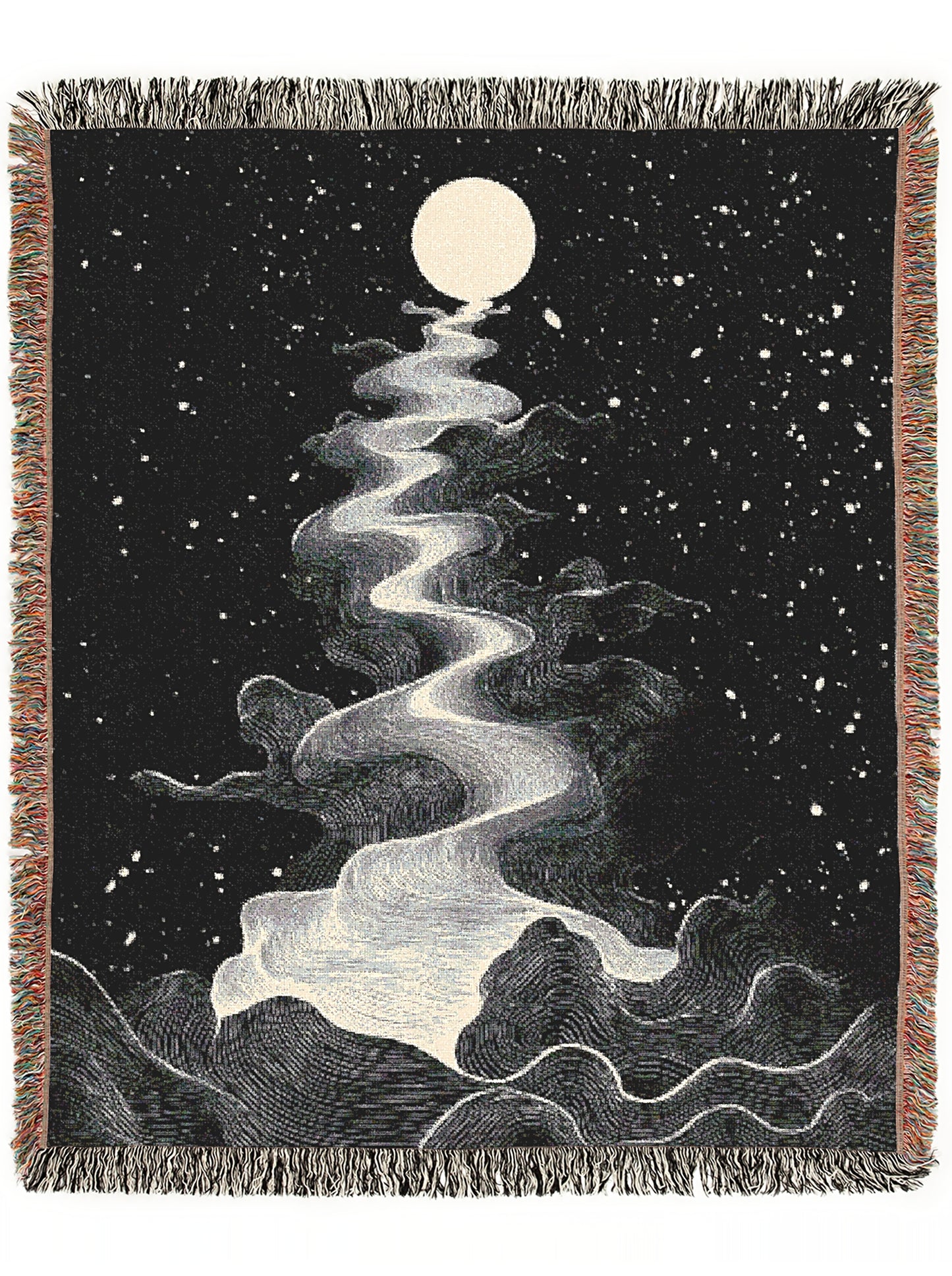 Cosmic Waves Woven Blanket, Celestial Whimsigoth Decor for Home, Space Lover Gift, Astronomy Starry Night Blanket, Dreamy Bedroom Accent