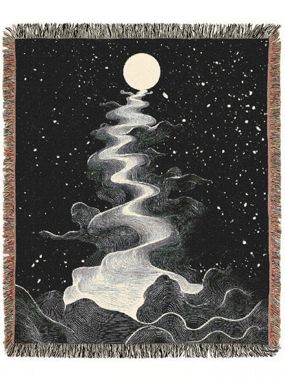 Cosmic Waves Woven Blanket, Celestial Whimsigoth Decor for Home, Space Lover Gift, Astronomy Starry Night Blanket, Dreamy Bedroom Accent