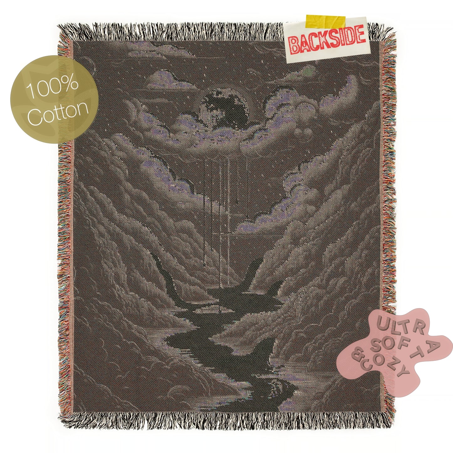 Celestial Woven Blanket, Cozy Throw for Nighttime Stargazers, Gift for Astronomy Lovers, Soft Home Accents, Whimsigoth Decor