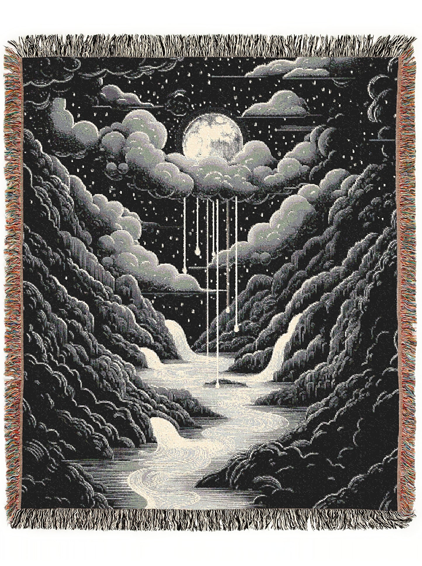 Celestial Woven Blanket, Cozy Throw for Nighttime Stargazers, Gift for Astronomy Lovers, Soft Home Accents, Whimsigoth Decor