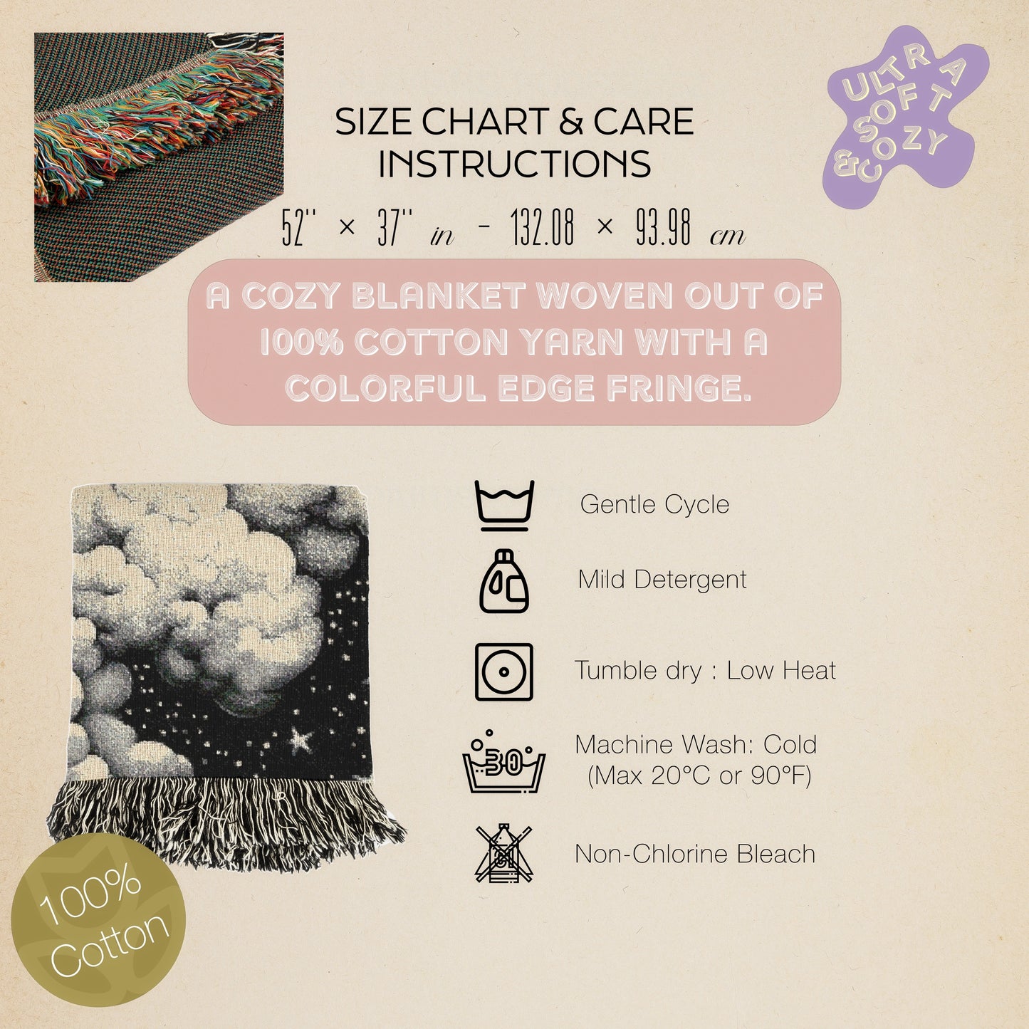 Cosmic Dreams Woven Blanket, Space Themed Throw for Stargazers, Cozy & Whimsigoth Decor, Night Sky Gift, Celestial Tapestry