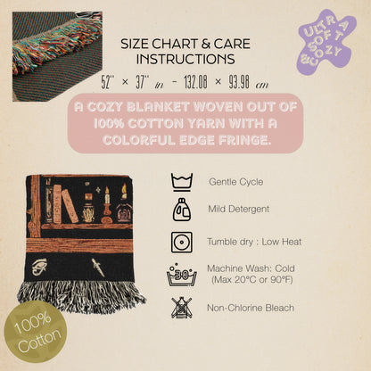 Cozy Book Nook Woven Blanket, Perfect Gift for Book Lovers, Cozy Home Decor, Reading Accessories, Unique Housewarming Present, Library