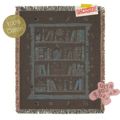 Cozy Book Nook Woven Blanket, Perfect Gift for Book Lovers, Cozy Home Decor, Reading Accessories, Unique Housewarming Present, Library
