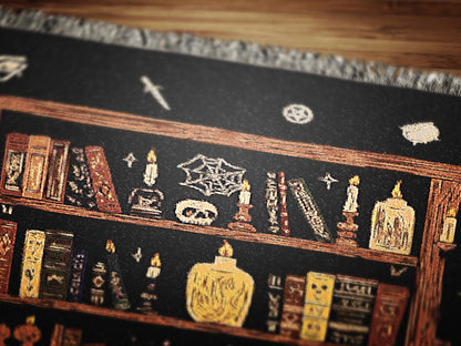 Cozy Book Nook Woven Blanket, Perfect Gift for Book Lovers, Cozy Home Decor, Reading Accessories, Unique Housewarming Present, Library