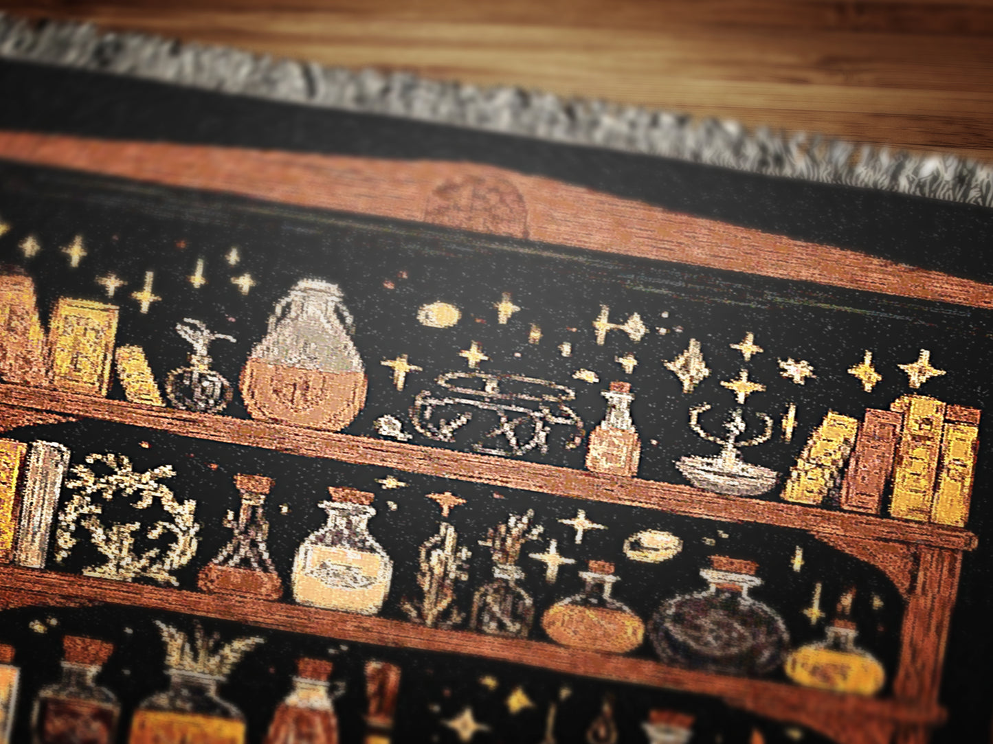 Witchy Shelf Woven Blanket, Skull Lover Throw Blanket, Spooky Whimsigoth Decor, Cotton Woven Throw For Witchy Gift, Witchy Decor