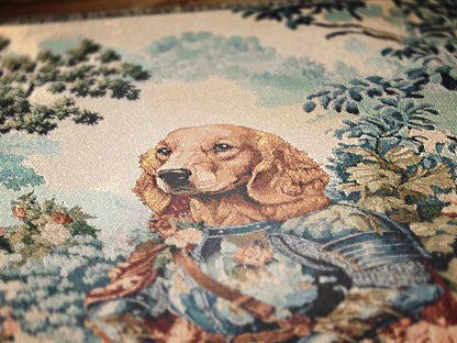 Medieval Dog Tapestry Blanket, Woven Throw Blanket, Knight Dog Wall Art, Renaissance Pet Portrait, Royal Pet Gift, Weird Housewarming Gift