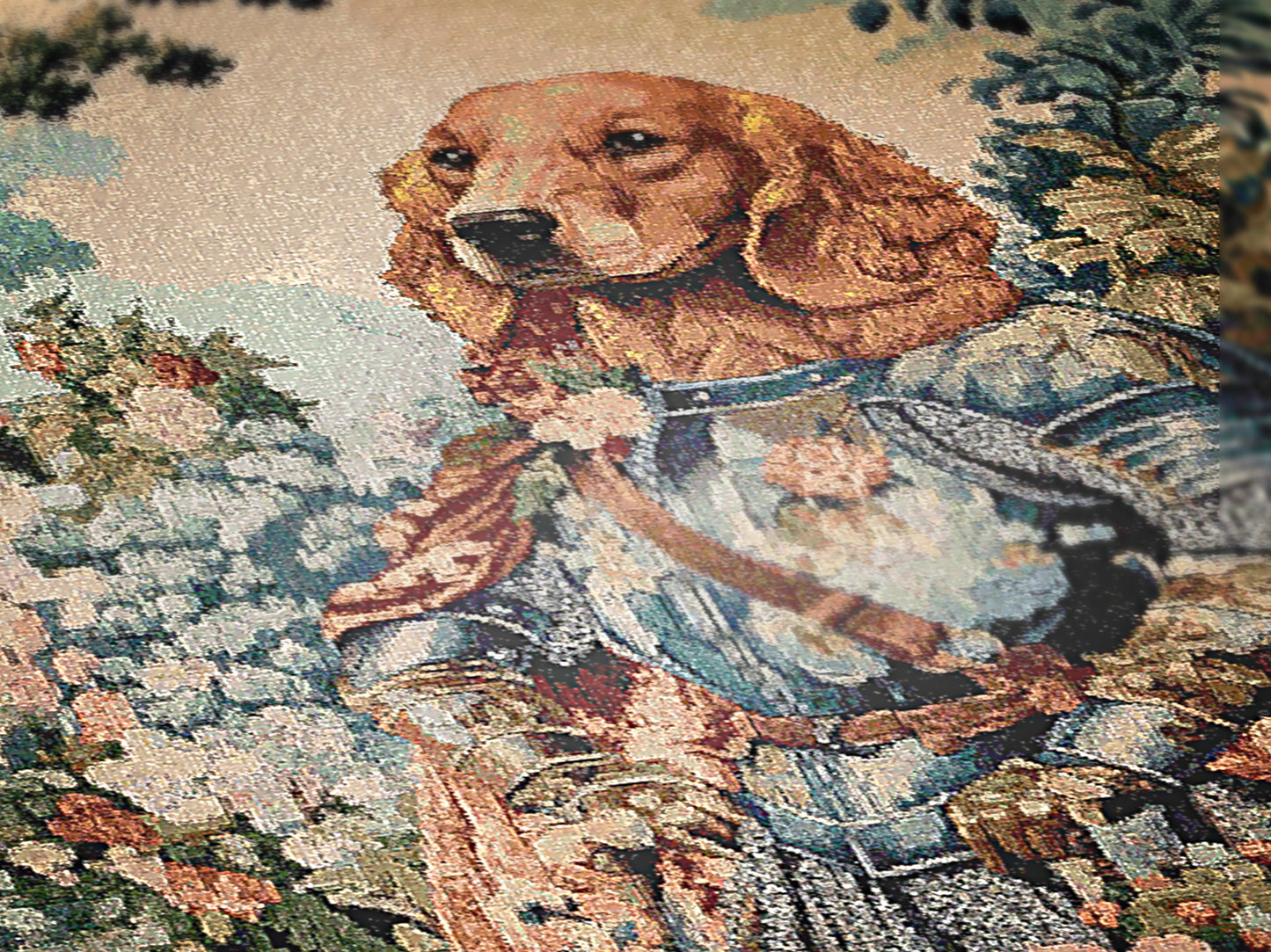 Medieval Dog Tapestry Blanket, Woven Throw Blanket, Knight Dog Wall Art, Renaissance Pet Portrait, Royal Pet Gift, Weird Housewarming Gift