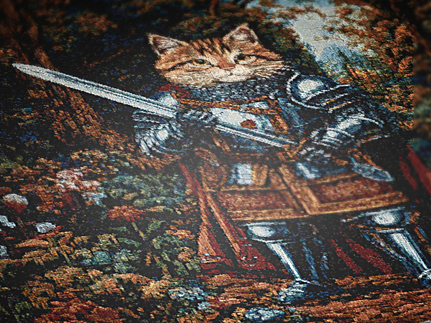 Medieval Cat Woven Throw Blanket, Funny Tapestry Knight Cat Wall Art, Renaissance Pet Portrait, Royal Cat Gift, Gothic Castlecore Home Decor