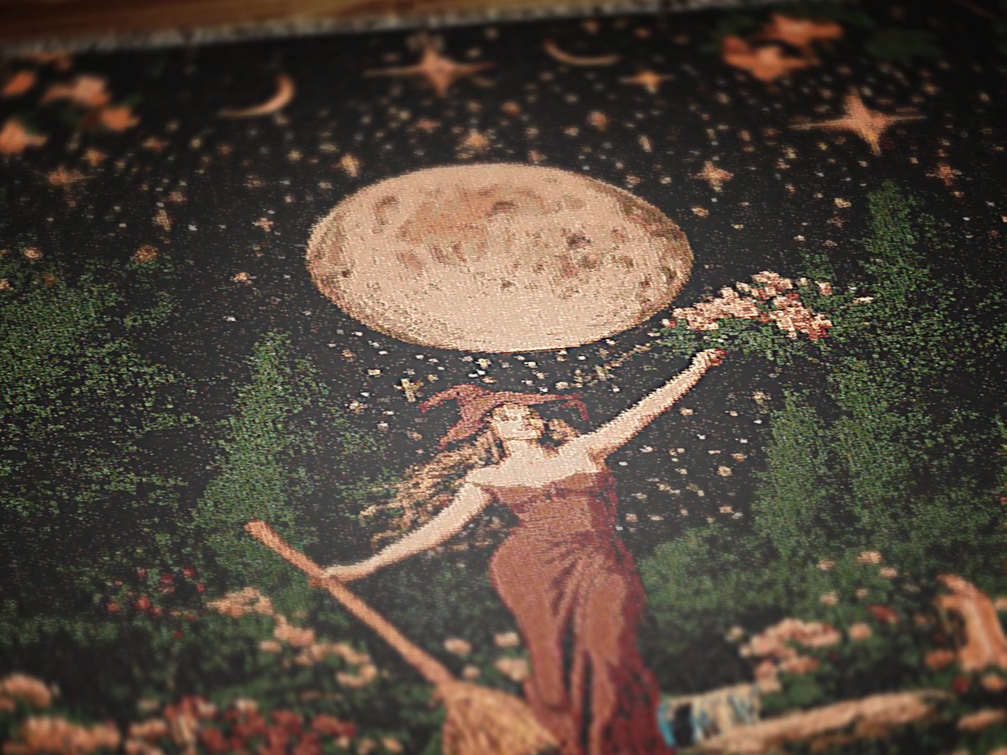 Witch Tapestry Blanket, Woven Throw Blanket, Moon Goddess Wall Art, Cottagecore Witch Decor, Fantasy Witch Blanket, Celestial Witch Gift