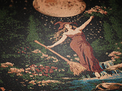 Witch Tapestry Blanket, Woven Throw Blanket, Moon Goddess Wall Art, Cottagecore Witch Decor, Fantasy Witch Blanket, Celestial Witch Gift