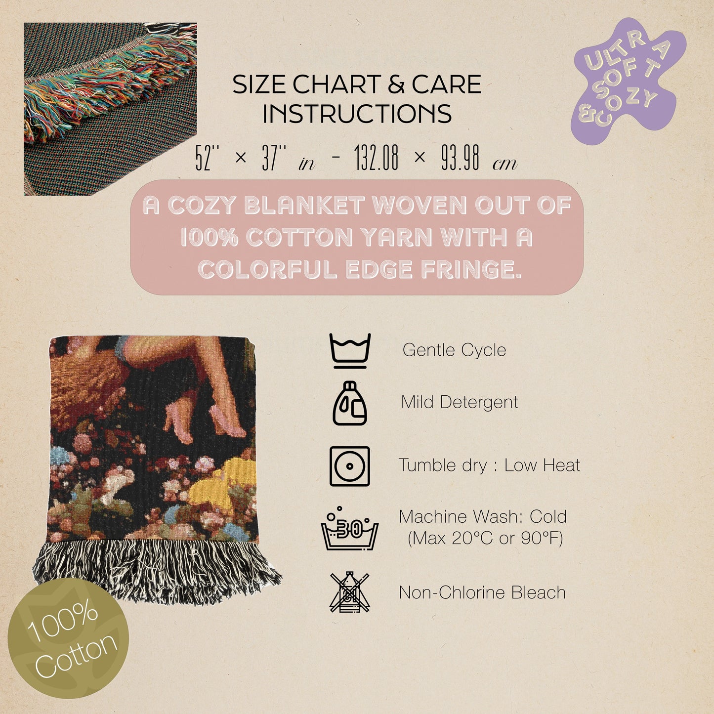 Dolly Witch Blanket, Woven Throw Blanket, Psychedelic Cottagecore Decor, Fantasy Witch Tapestry, Whimsigoth Wall Art, Celestial Witch Gift