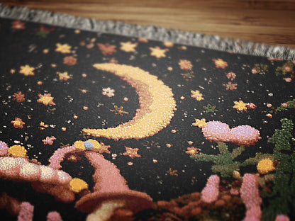 Dolly Witch Blanket, Woven Throw Blanket, Psychedelic Cottagecore Decor, Fantasy Witch Tapestry, Whimsigoth Wall Art, Celestial Witch Gift