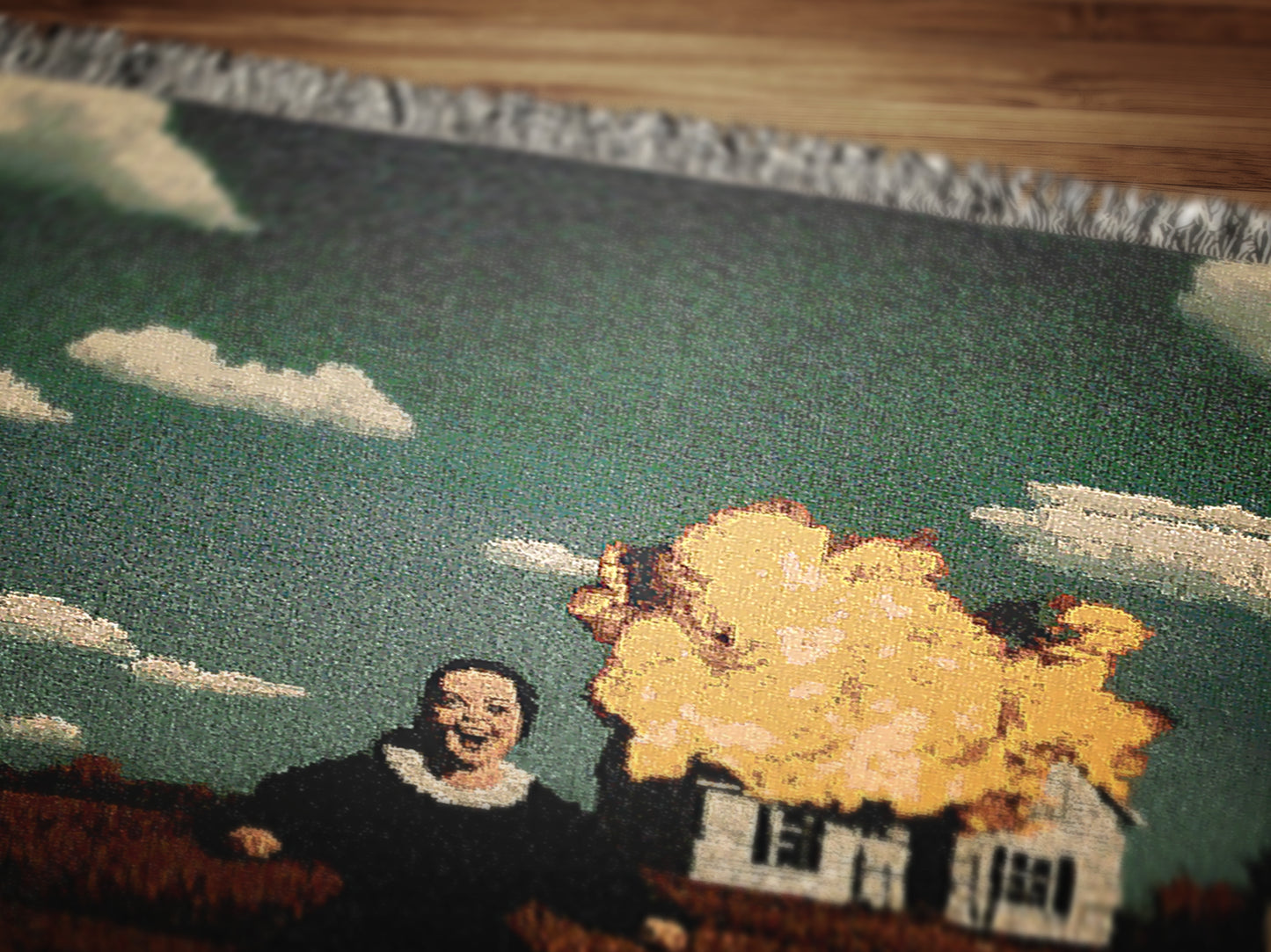 Medieval Dark Humor Woven Blanket, Gothic Horror Art, Surrealist Funny Tapestry, Creepy Home Decor, Weird Art Gift, Alternative Wall Hanging