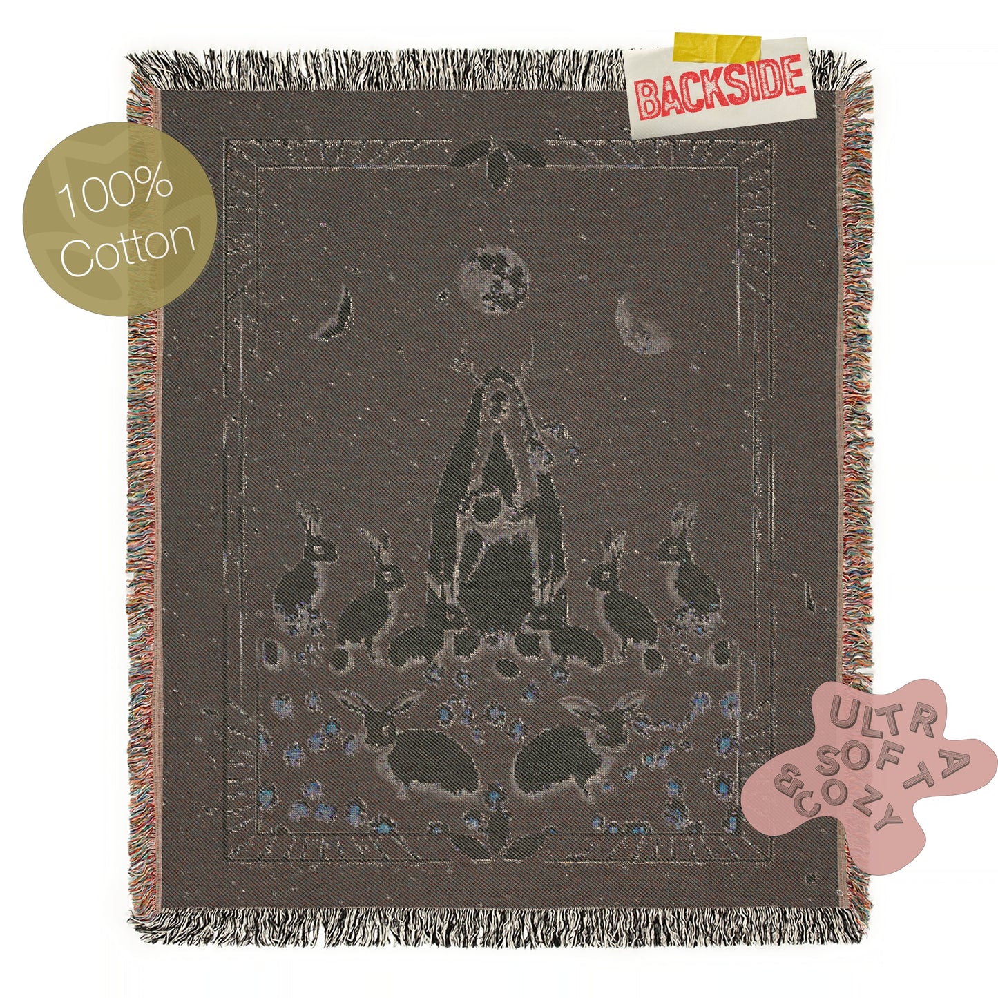 Ostara Woven Blanket, Pagan Moon Goddess, Witchy Home Decor, Dark Cottagecore Aesthetic, Gothic Tapestry, Spring Equinox Art