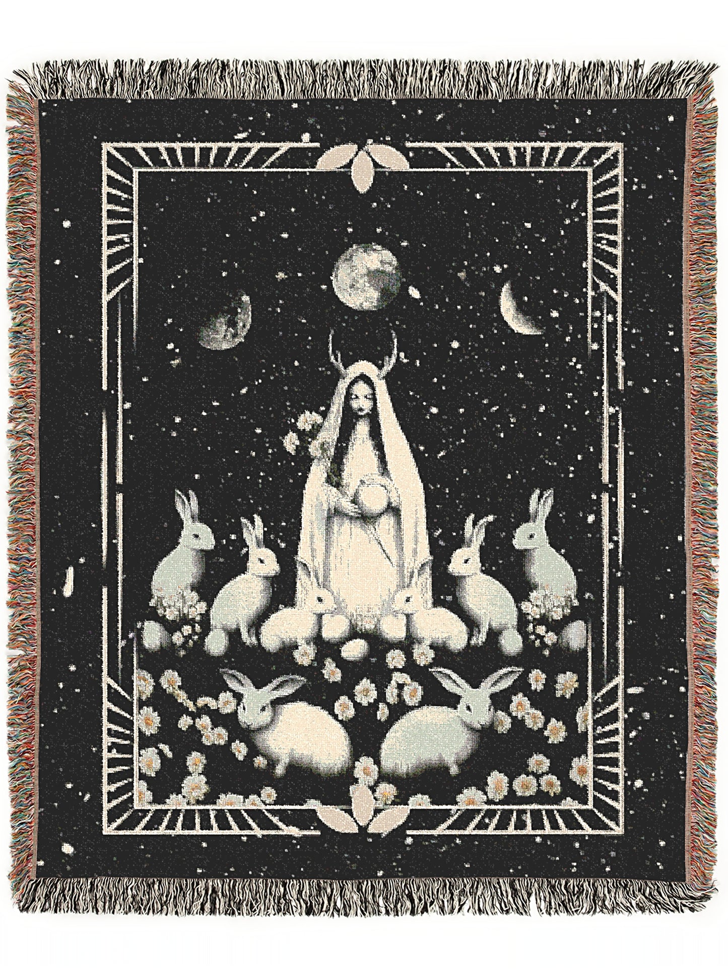 Ostara Woven Blanket, Pagan Moon Goddess, Witchy Home Decor, Dark Cottagecore Aesthetic, Gothic Tapestry, Spring Equinox Art