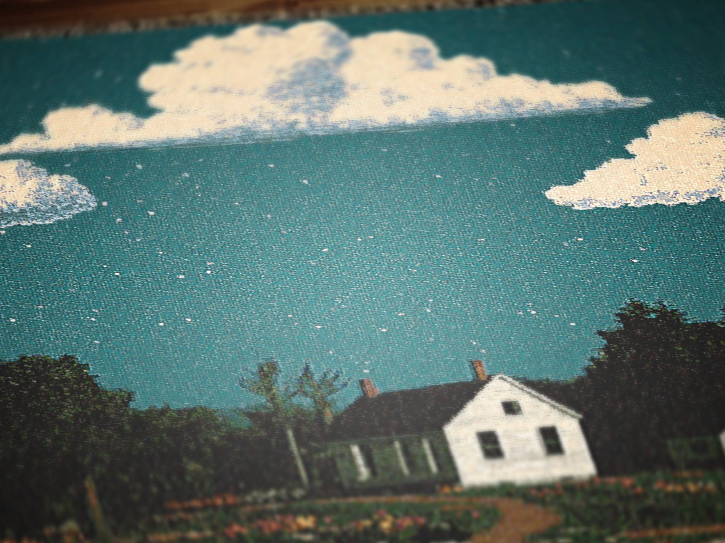 Cottagecore Woven Blanket, Vintage Whimsigoth Country Home, Whimsical Farmhouse Decor, Cozy Countryside Art, Rustic Nature Tapestry