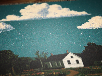 Cottagecore Woven Blanket, Vintage Whimsigoth Country Home, Whimsical Farmhouse Decor, Cozy Countryside Art, Rustic Nature Tapestry