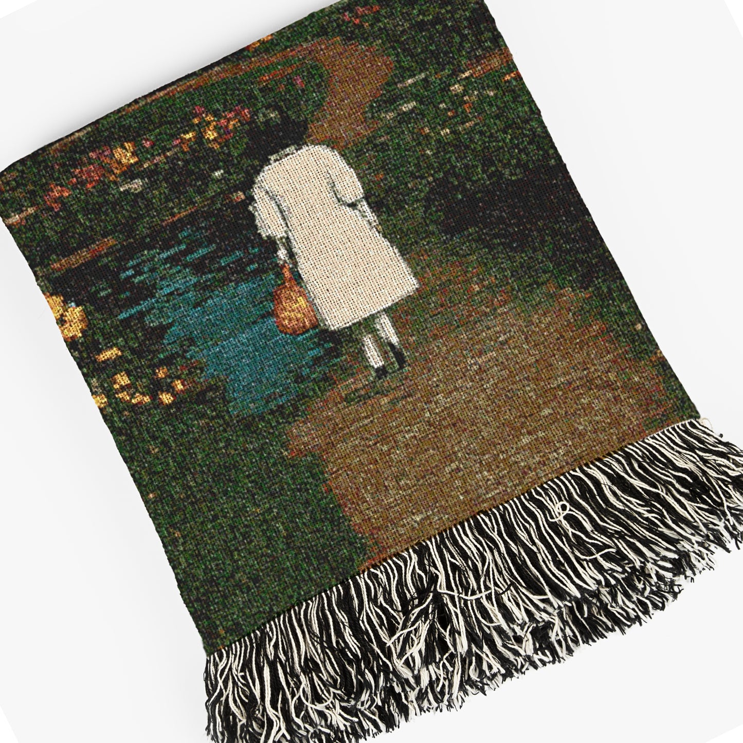 Cottagecore Woven Blanket, Vintage Whimsigoth Country Home, Whimsical Farmhouse Decor, Cozy Countryside Art, Rustic Nature Tapestry