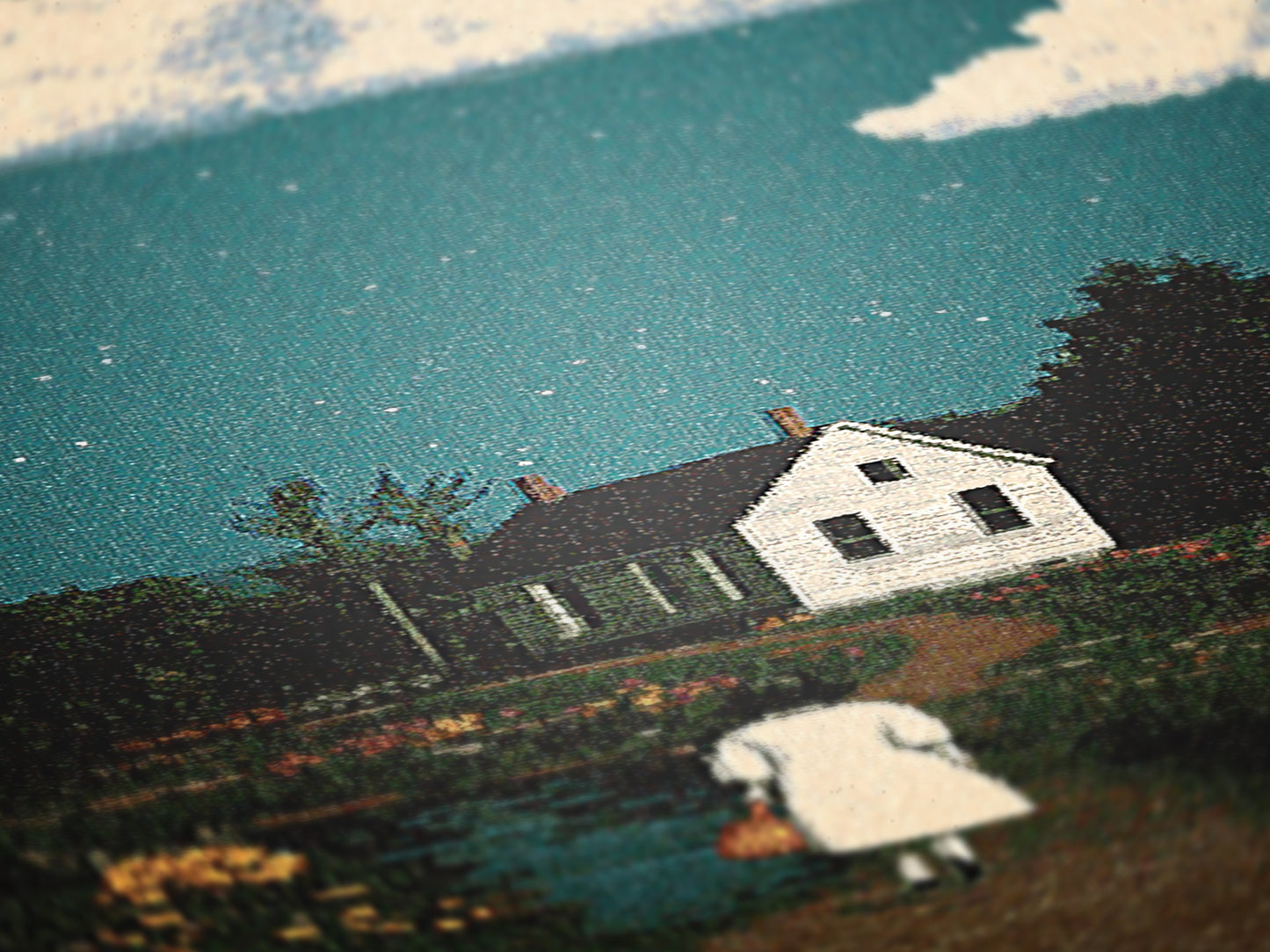 Cottagecore Woven Blanket, Vintage Whimsigoth Country Home, Whimsical Farmhouse Decor, Cozy Countryside Art, Rustic Nature Tapestry