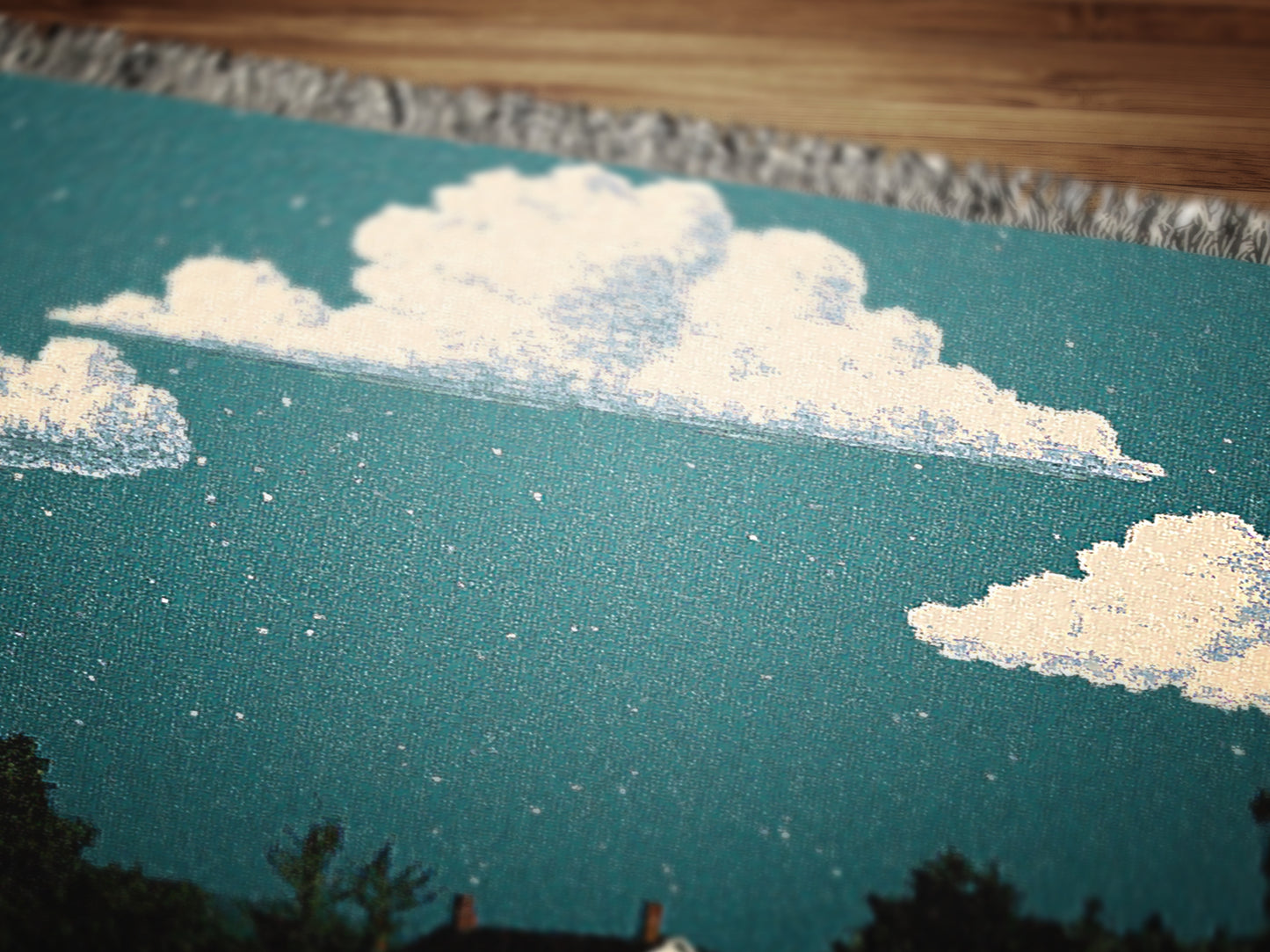 Cottagecore Woven Blanket, Vintage Whimsigoth Country Home, Whimsical Farmhouse Decor, Cozy Countryside Art, Rustic Nature Tapestry